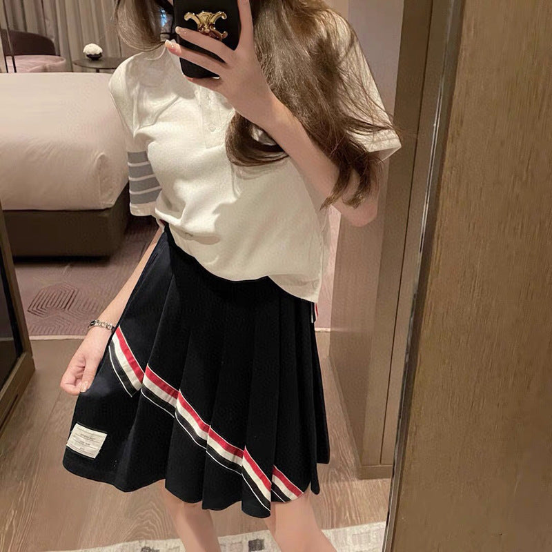 Thom Browne Women's Four Stripes Long Sleeve Shirt