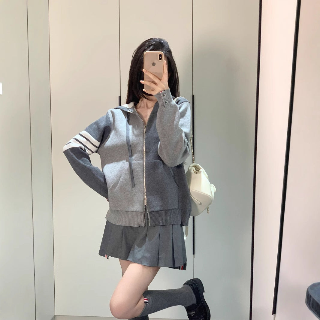 Thom Browne 2025SS Left and Right Colorblock Hoodie