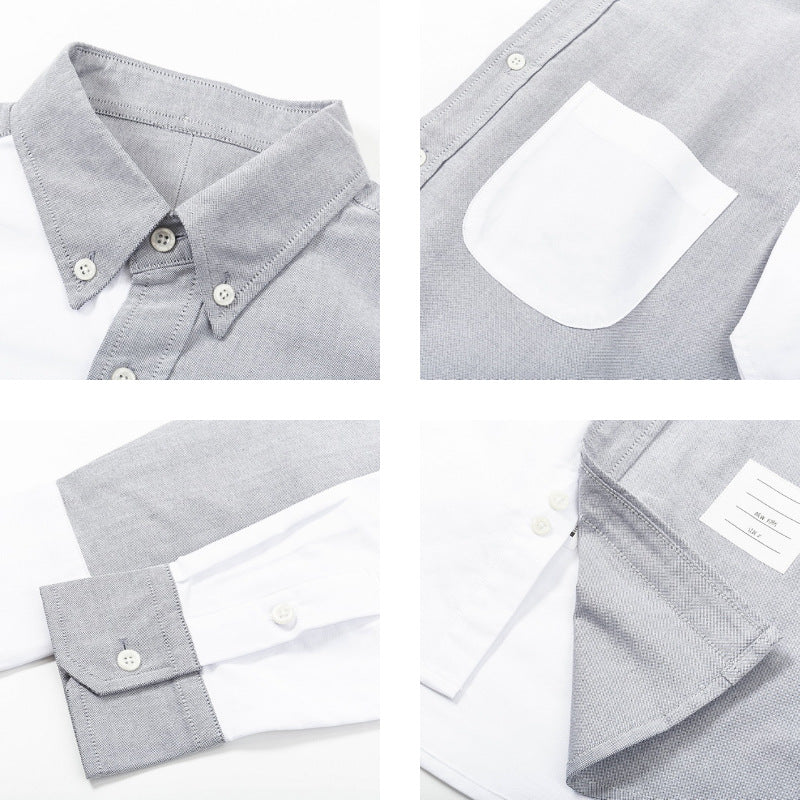 Men's Puppy Print Long-Sleeve Shirt — Back Slit, Gray & White | Thom Browne