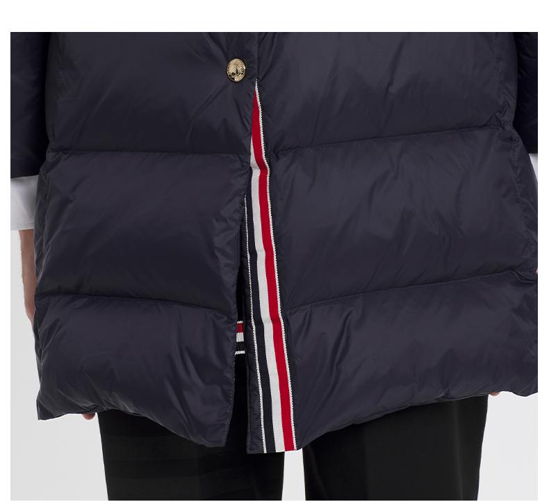 Classic 4-Strip Lapel Midi Down Jacket