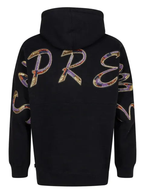 Supreme beaded-logo cotton hoodie