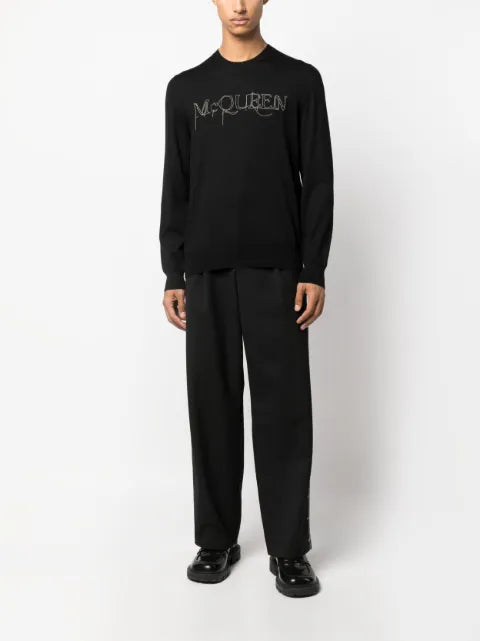 Alexander McQueen embroidered-logo cotton jumper