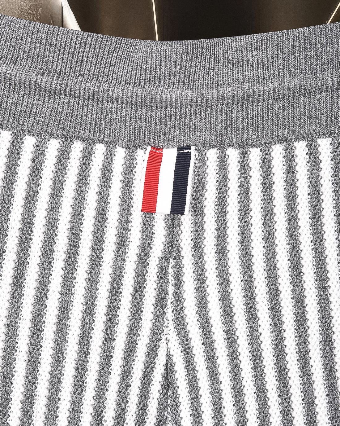 Thom Browne Style Four-Bar Stripe Knit Shorts