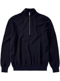Closed half-zip ribbed-knit jumper