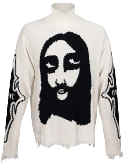Haculla PRAISING face-motif jumper