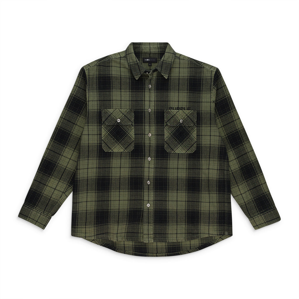 PLAID FLANNEL LS SHIRT GREEN CASUAL BUTTON-DOWN SHIRTS