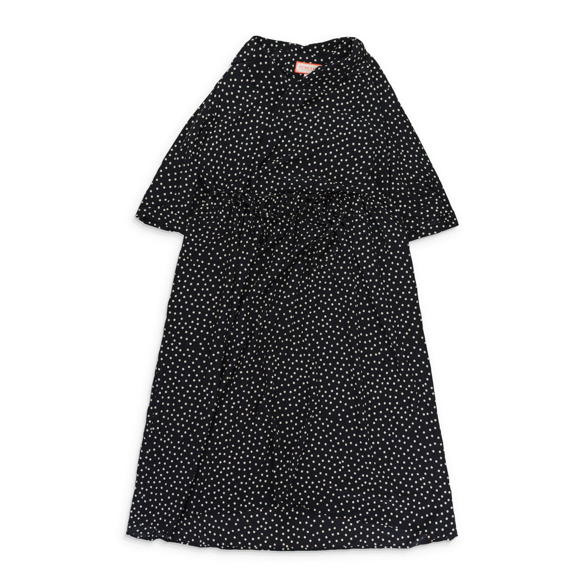 BLACK POLKA DOT WRAP DRESS