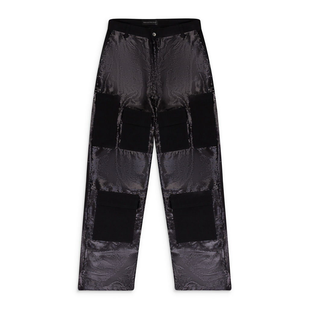 BLACK SEQUIN POCKET TROUSERS