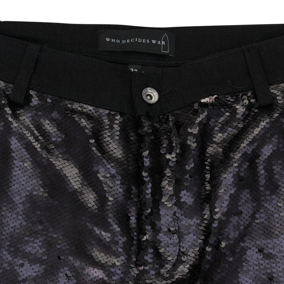 BLACK SEQUIN POCKET TROUSERS