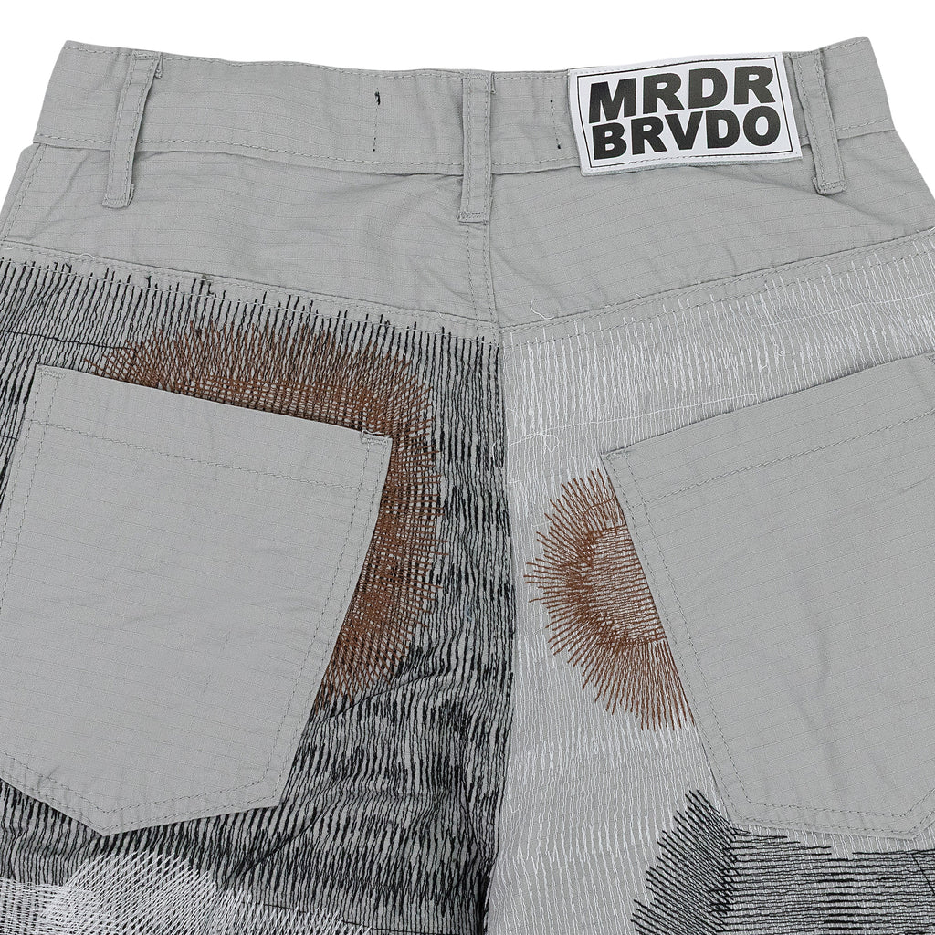 GRAY DARNING POCKET PANTS