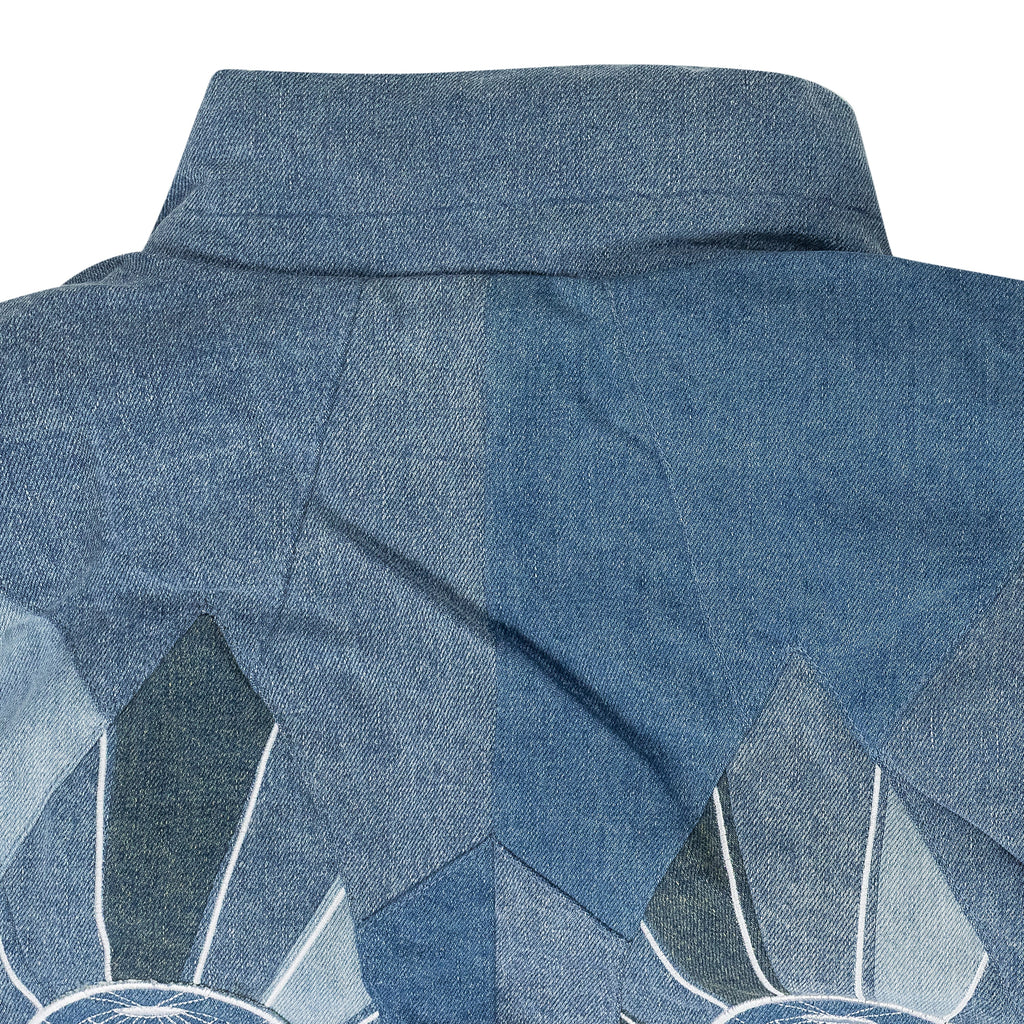 BLUE EMBROIDERED BOMBER