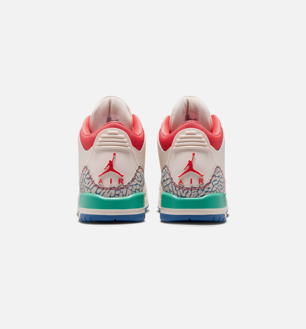 Air Jordan 3 Retro Play Your Way Grade School Shoes - Chalk/Track Red/True Blue/Kinetic Green