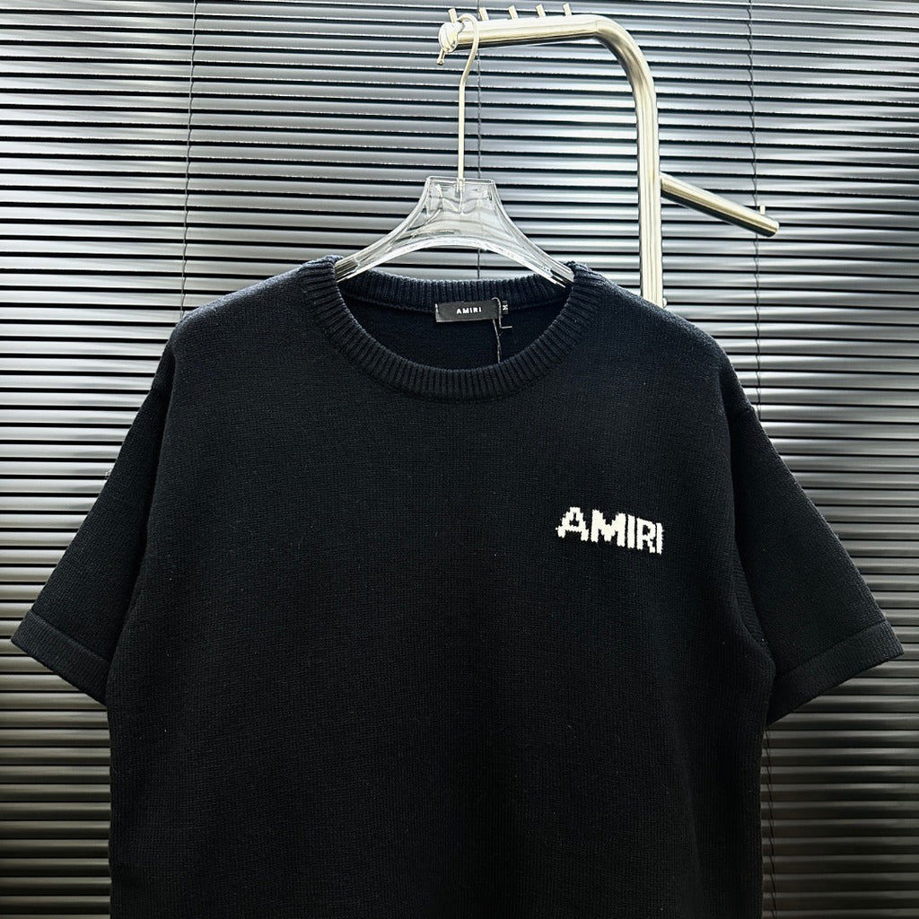 AMIRI Pixel‑Logo Short‑Sleeve Knit T‑Shirt