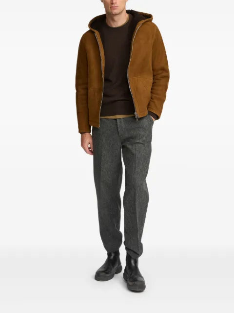 Yves Salomon hooded suede shearling jacket