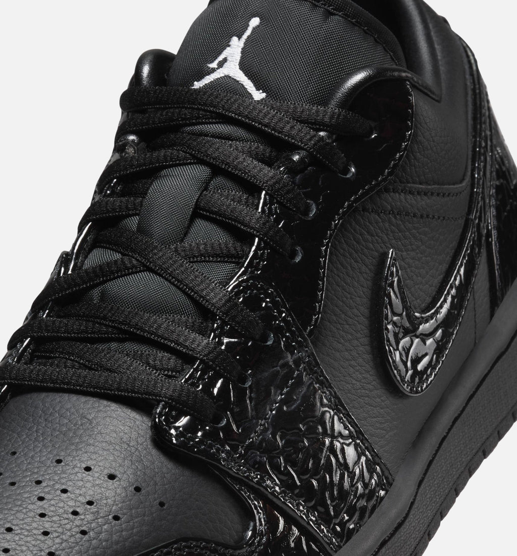 Air Jordan 1 Low Patent Elephant - Women's Lifestyle Shoe (Black/Black/White/Metallic Silver)