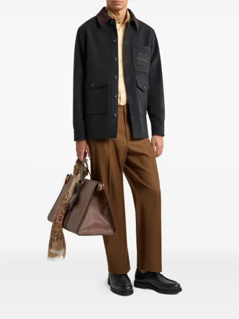ETRO Pegaso corduroy-collar jacket