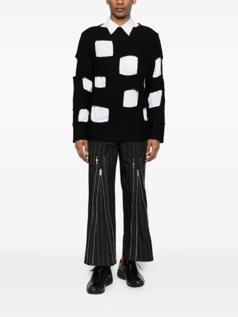 Comme des Garçons Homme Plus panelled knitted crew neck sweater