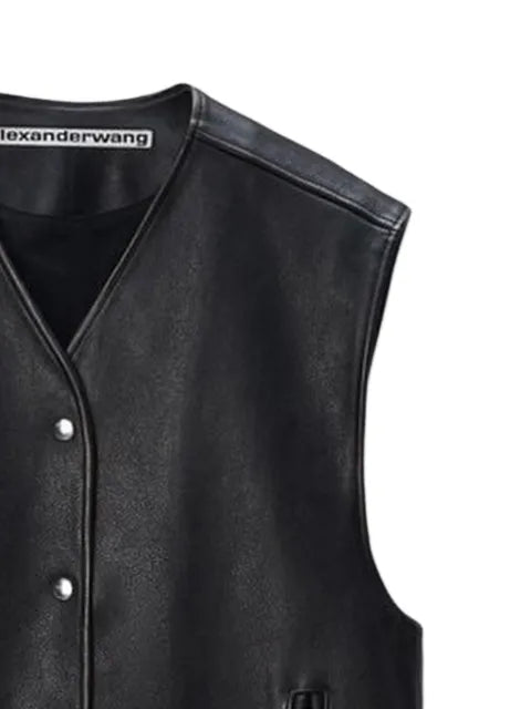 Alexander Wang boxy moto vest in leather
