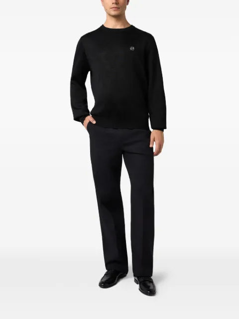 Philipp Plein merino wool round neck sweater monogram