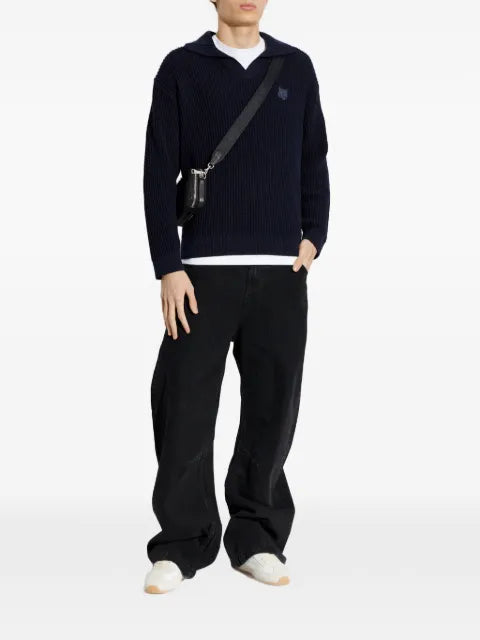 Maison Kitsuné logo-embroidered V-neck sweater