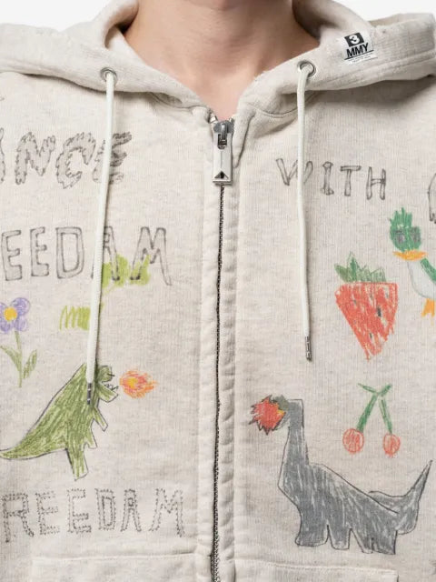 Maison MIHARA YASUHIRO doodle printed zip-up hoodie