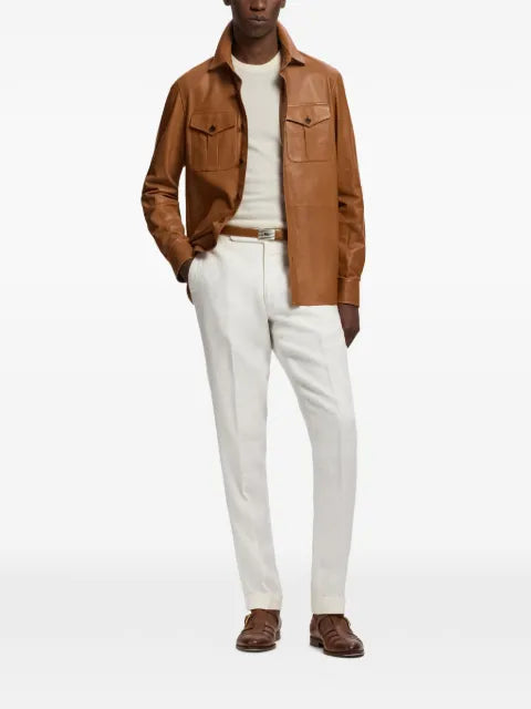 Ralph Lauren Purple Label Purple Label cargo-pocket leather overshirt