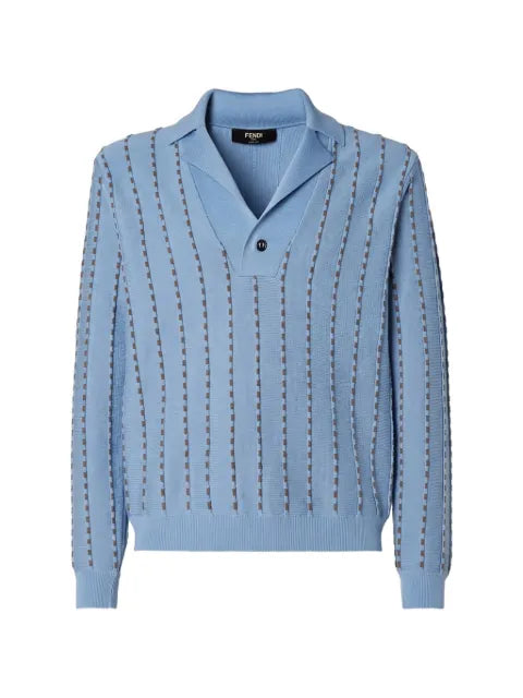 FENDI stripe-knit polo-collar sweater