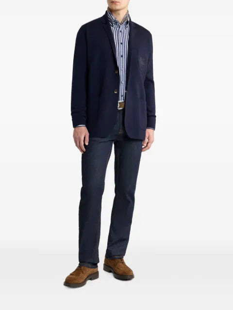 ETRO single-breasted wool jacket embroidered-logo