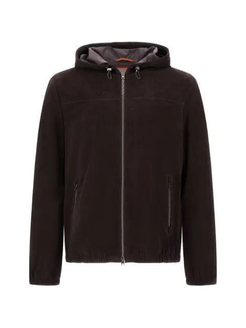 Herno Resort hooded suede-leather jacket