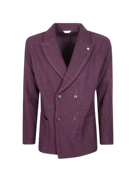 Manuel Ritz double-breasted herringbone-knit blazer