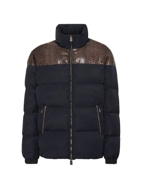 Billionaire nylon down jacket with python panels