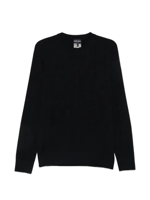 Giorgio Armani crewneck sweater in virgin wool with a textured pattern
