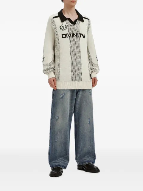 FIVE CM striped intarsia-knit sweater