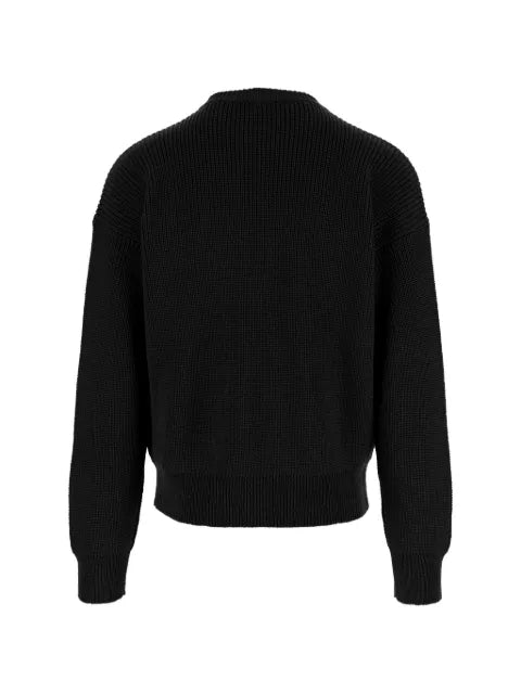 Giorgio Armani logo-patch ribbed-knit virgin-wool sweater