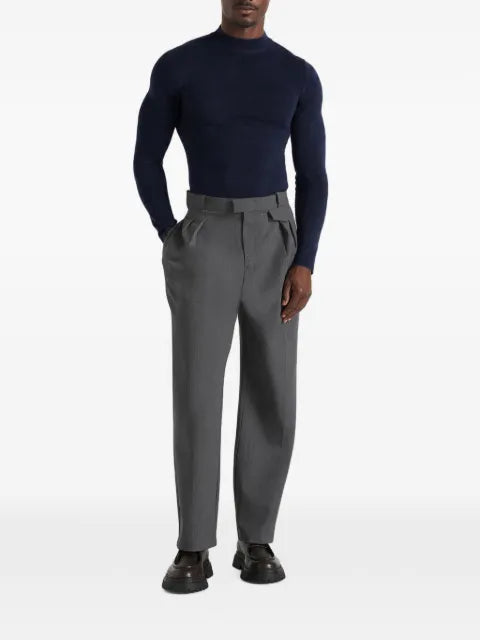 Manière De Voir KW003 in navy fitted mock-neck wool-blend jumper