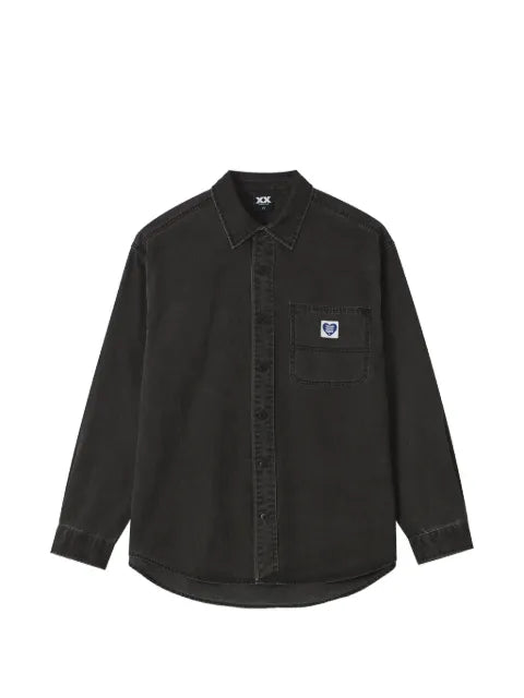 FINGERCROXX logo-patch button-down shirt jacket