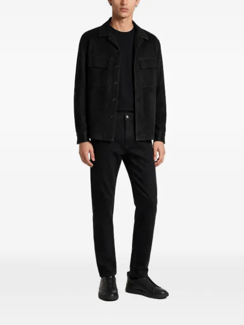 Zegna suede elbow-patch jacket