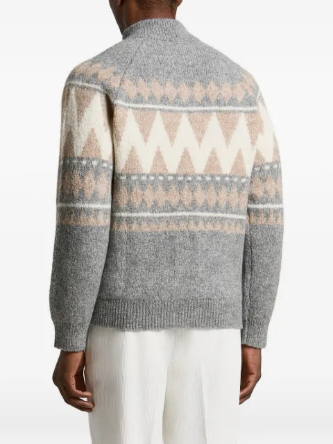 Peserico Fair Isle-intarsia half-zip sweater