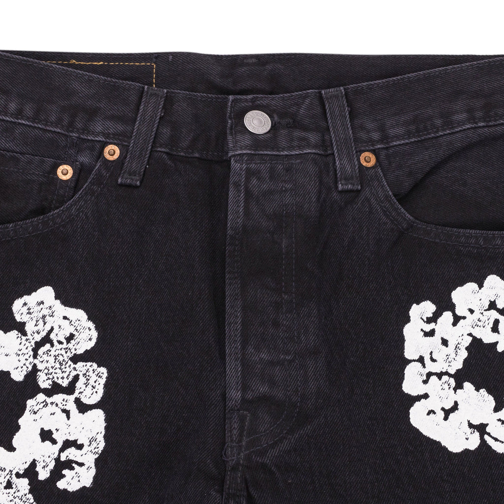 Black Cotton Wreath Jeans