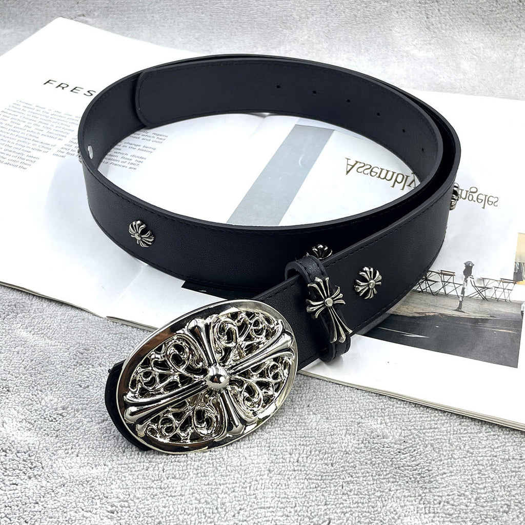 Chh Chrome Heart Belt PU Rivet Vintage Belt