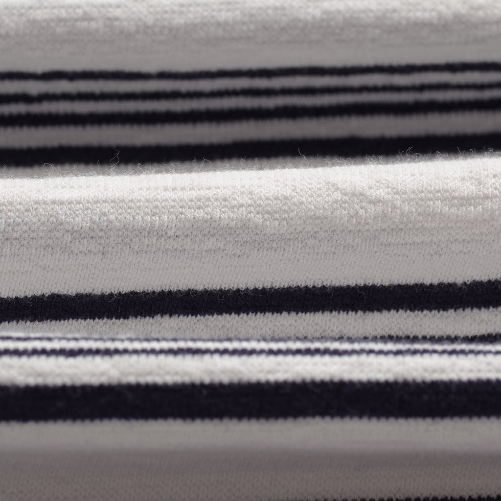 Wax London Dean SS Tee Textured Stripe: Ecru / Navy