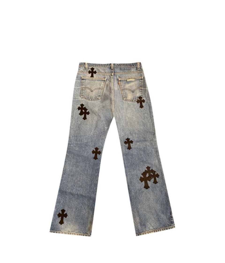 Chrome Hearts x Levi’s Cross Patch Denin Pants Blue