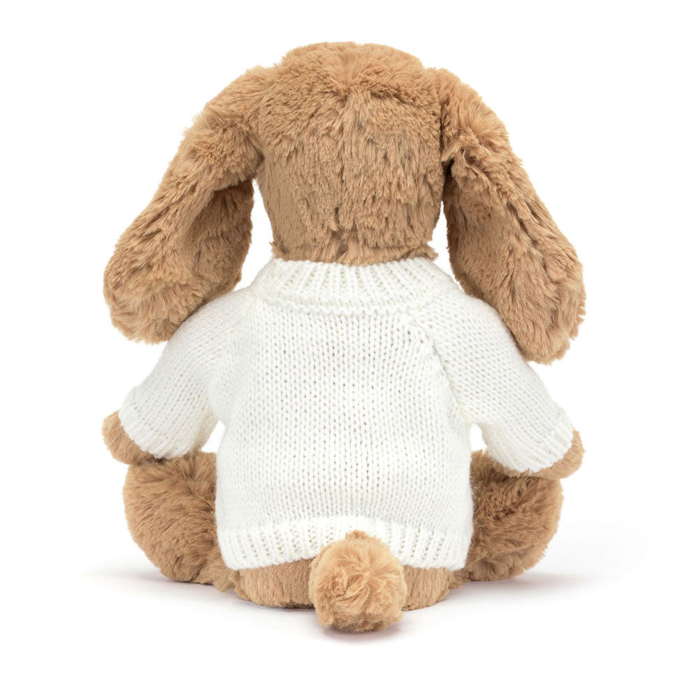 Bashful Toffee Puppy with Personalized Cream Jumper