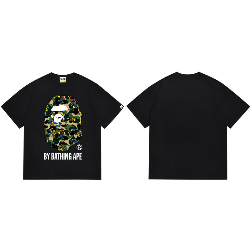 Bape Camo Ape‑Head Graphic Oversized Tee Streetwear Unisex
