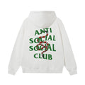 Anti Social Social Club Snake Graphic Green Logo White Hoodie