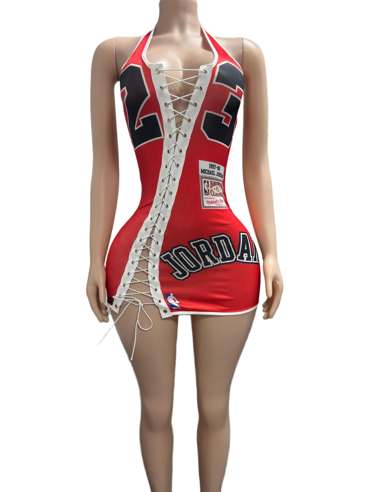 Shay Kawaii Bulls Lace Up Halter Cutout Bodycon Mini Dress Women