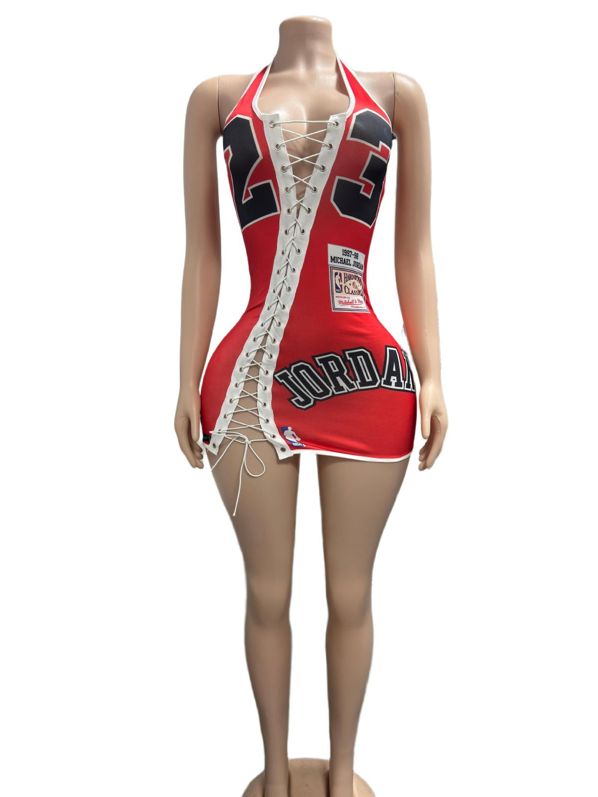 Shay Kawaii Bulls Lace Up Halter Cutout Bodycon Mini Dress Women
