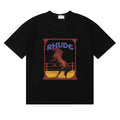 Rhude Wild Steed Horse Frame Vintage Print Black Oversized T‑Shirt