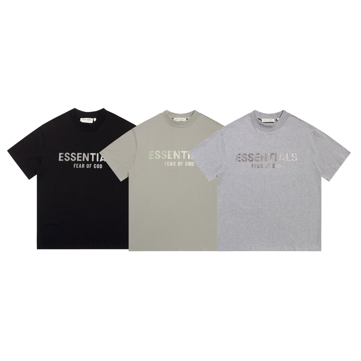 Fear Of God Essentials Silver Foil Letter Print Tee Streetwear Unisex