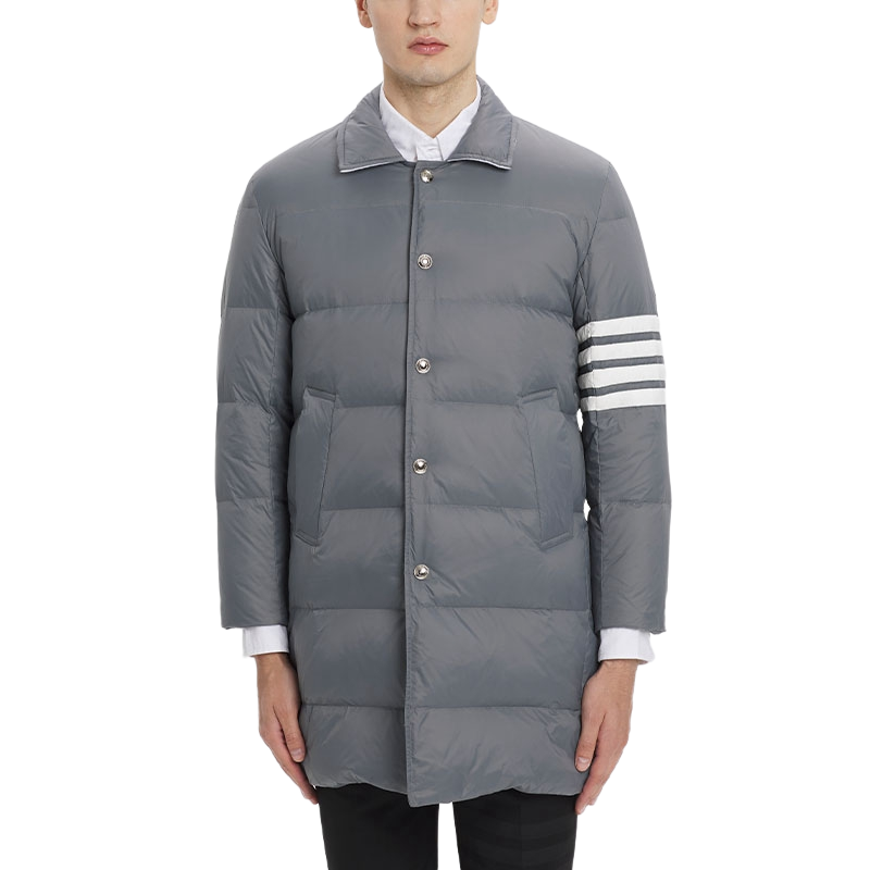 Classic 4-Strip Lapel Midi Down Jacket